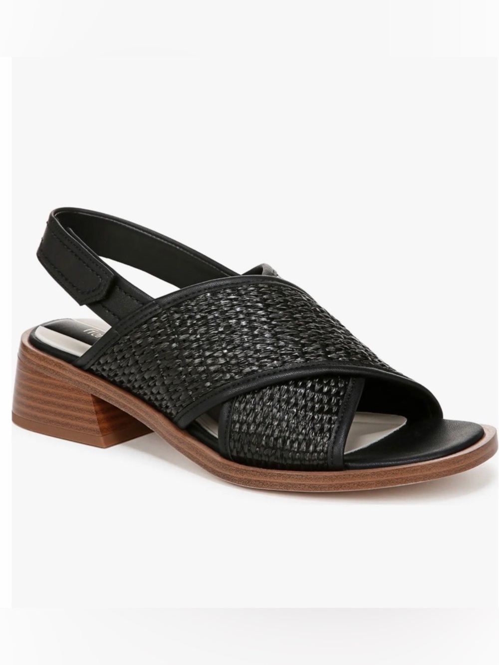 Franco Sarto Black size 7M Silvie Slingback Sandal Woven w adjustable strap.